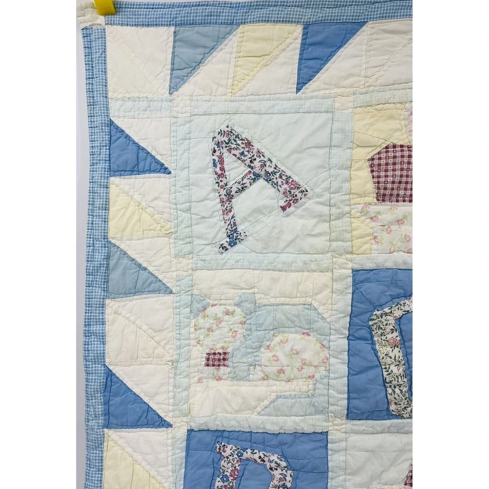 Vintage Handmade Quilt Alphabet Baby Nursery Crib ABC 34